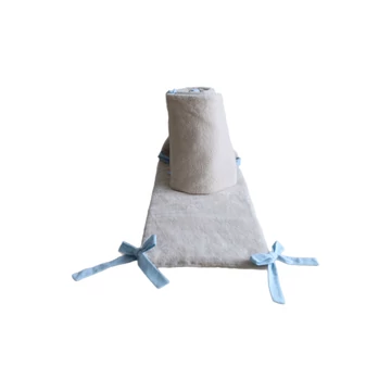 Ágyrácsvédő - Bézs kék szalaggal 